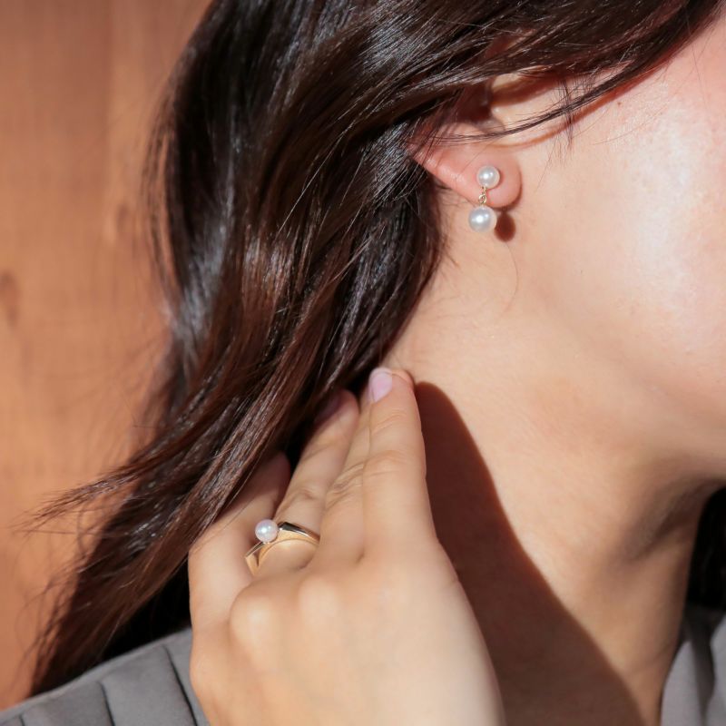 パールリング MIKIMOTO ミキモト アコヤパール リング 7.6mm K18YG 一粒パール