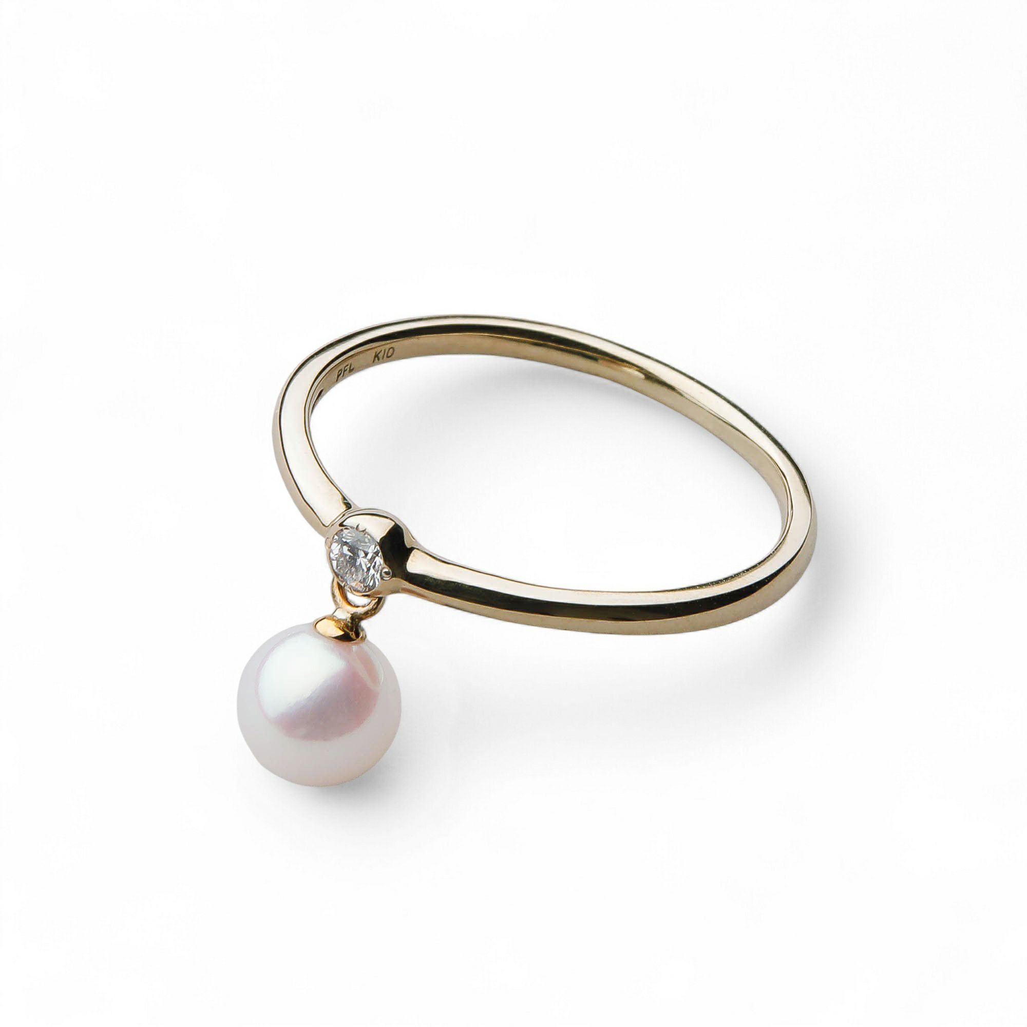 Carina あこや真珠 チャームリング　5.5-6.0mm K10YG