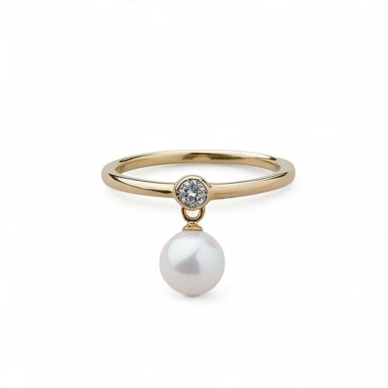 Carina あこや真珠 チャームリング　5.5-6.0mm K10YG