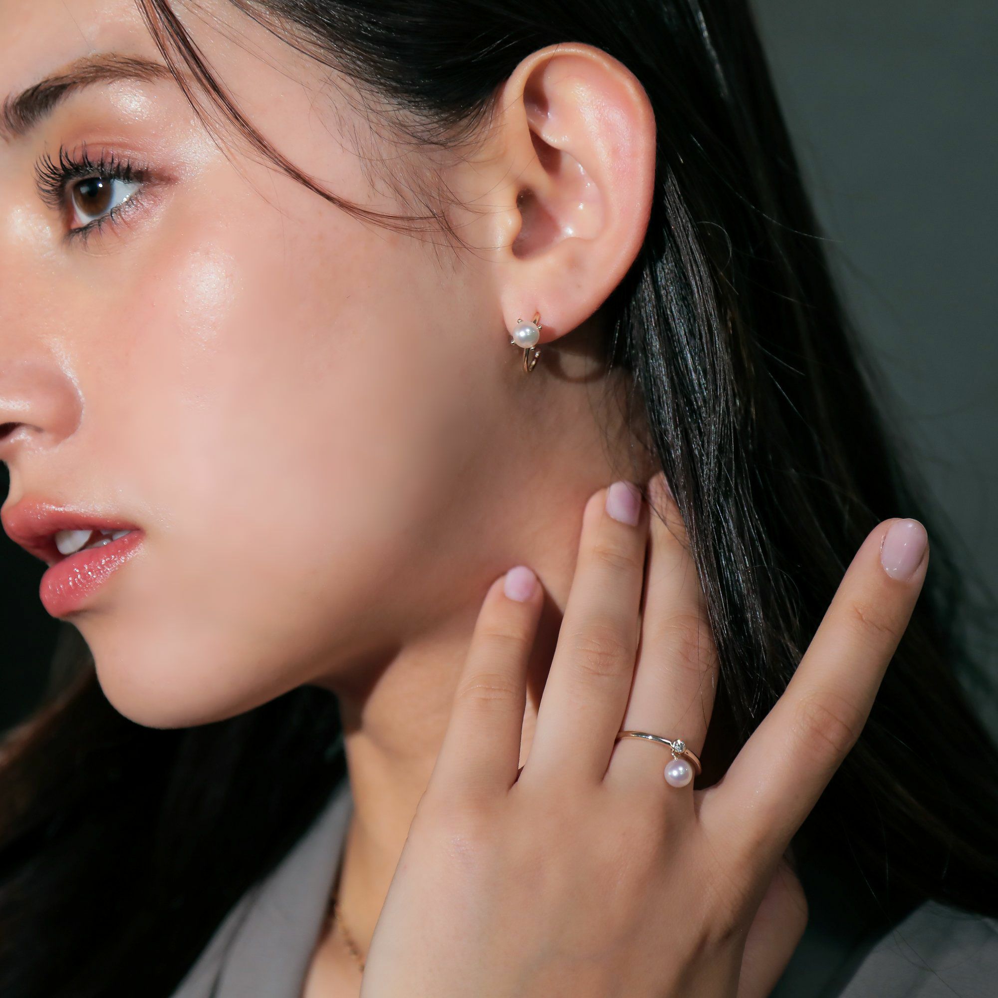 Carina あこや真珠 チャームリング　5.5-6.0mm K10YG