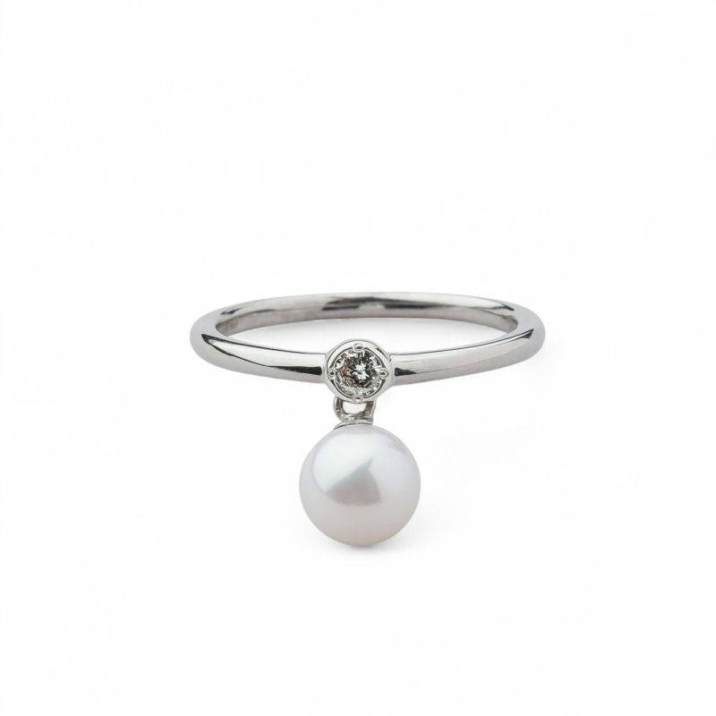 Carina あこや真珠 チャームリング　5.5-6.0mm K10WG