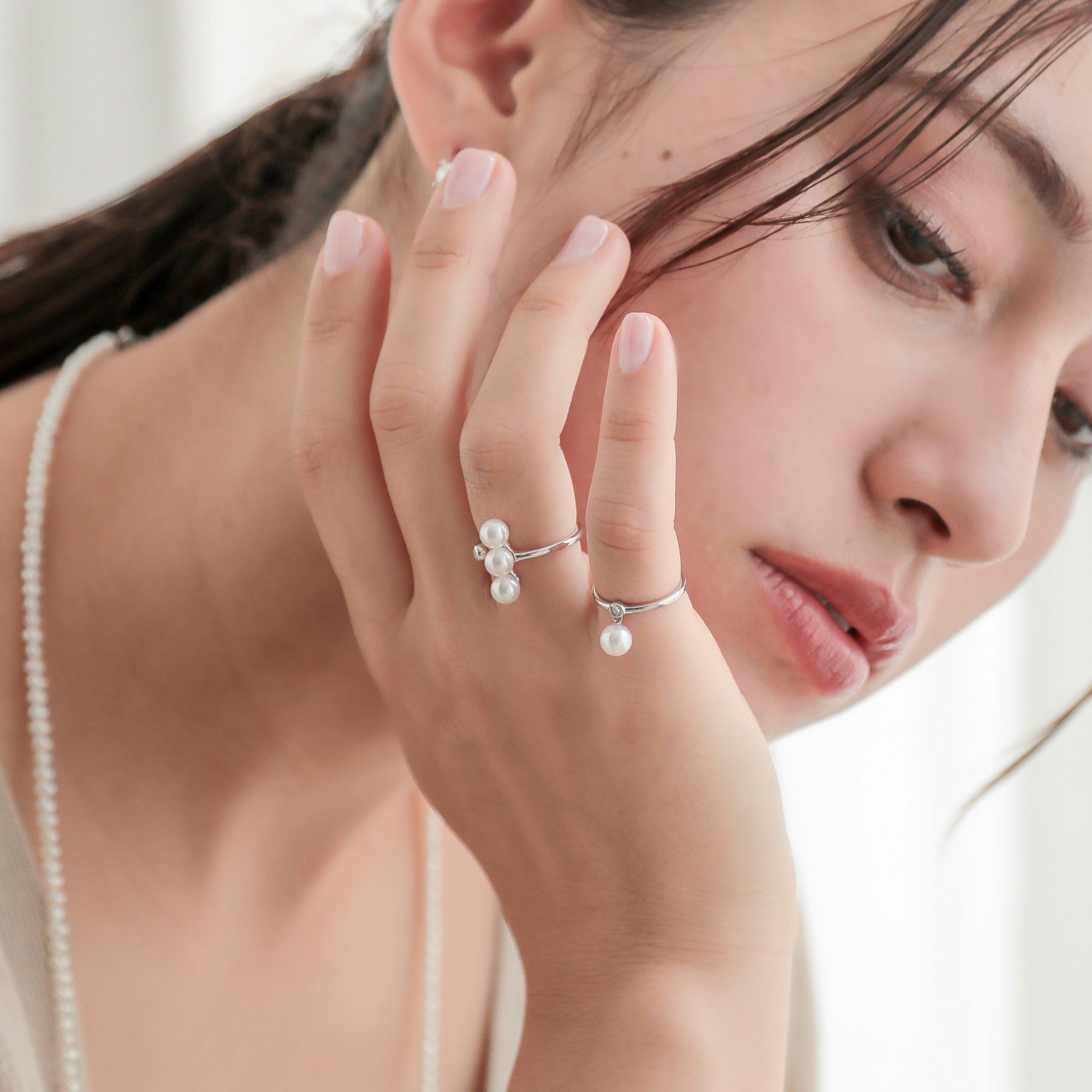 Carina あこや真珠 チャームリング　5.5-6.0mm K10WG