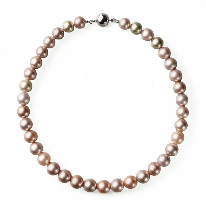 淡水真珠 (有核) ネックレス　10.3-12.0mm キングフィッシャー鑑別 -Mauvette-