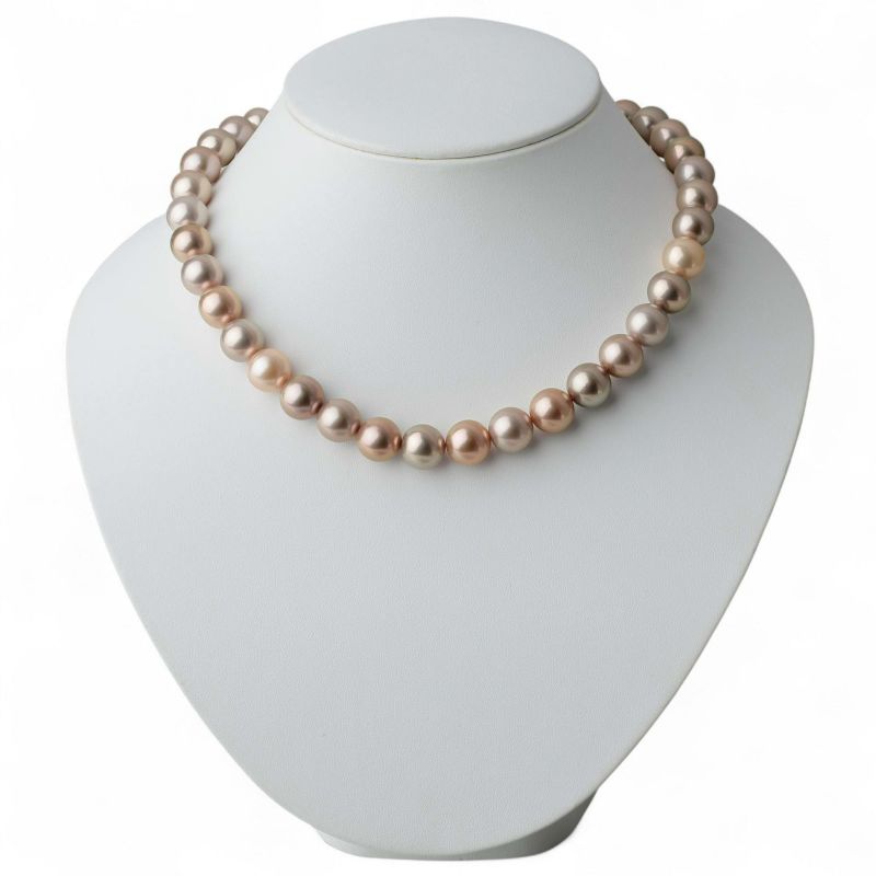 淡水真珠 (有核) ネックレス　10.3-12.0mm キングフィッシャー鑑別 -Mauvette-