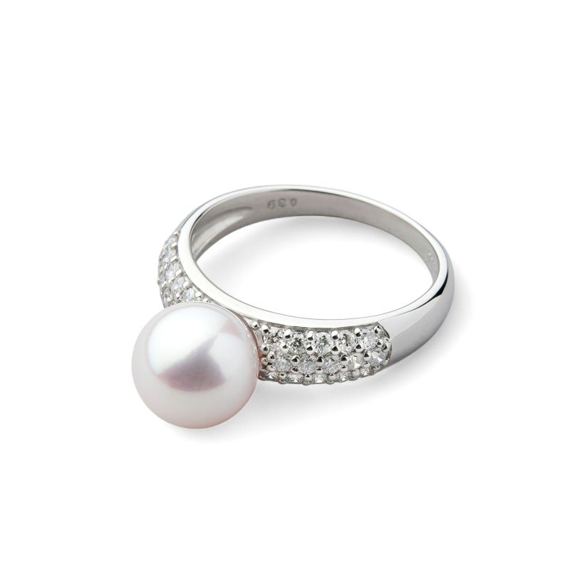 オーロラ花珠真珠 リング8.5-9.0mm PT900 -Premium-