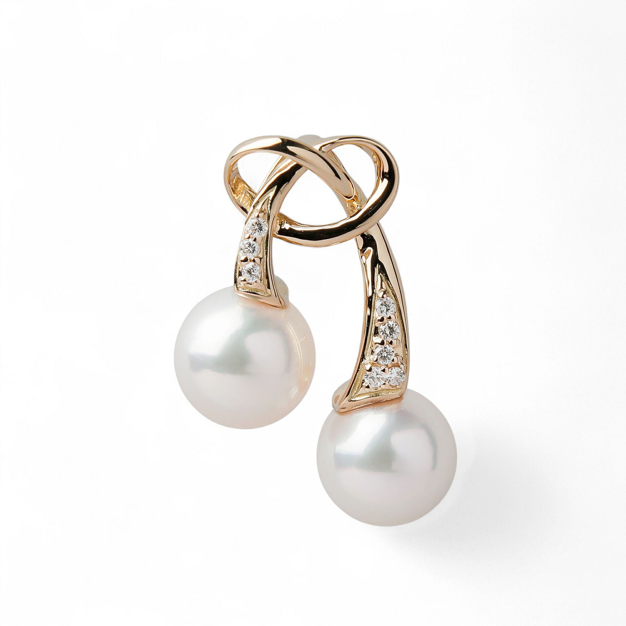 あこや真珠 リボン ペンダントトップ　7.5-8.0mm K18YG