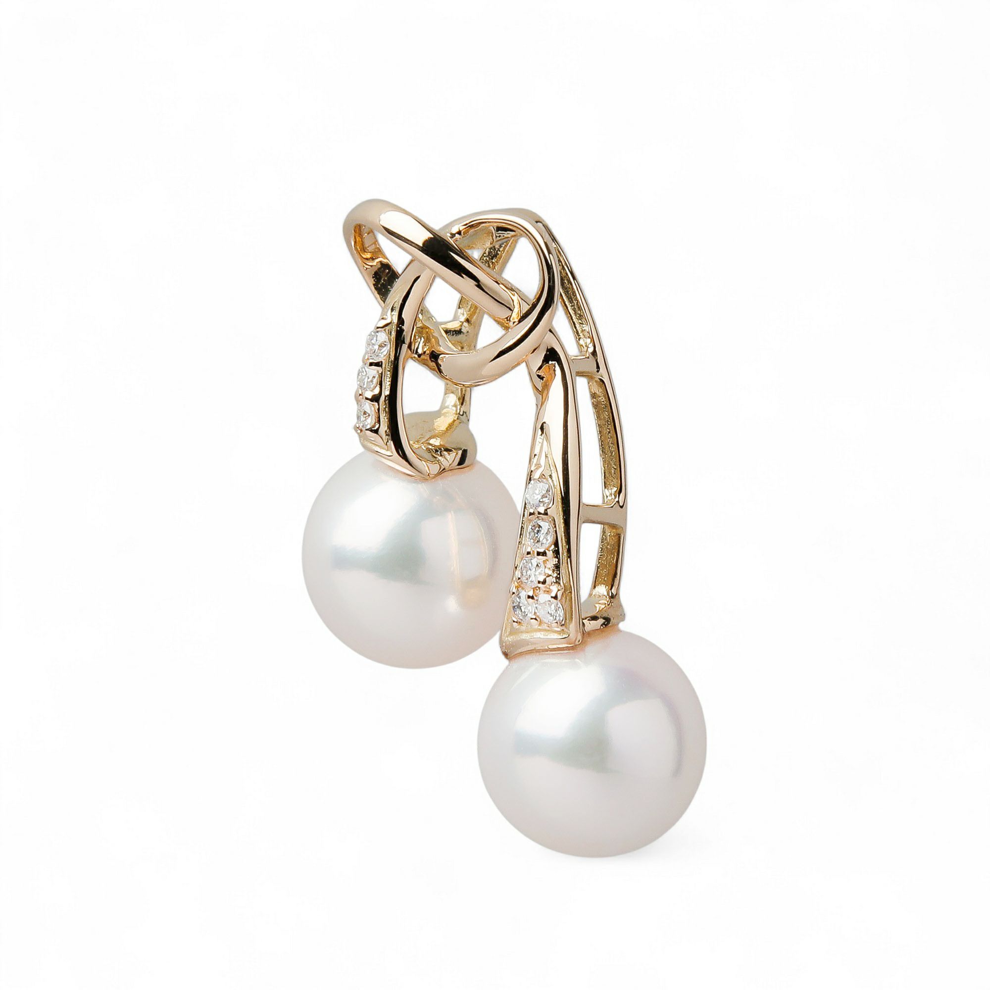 あこや真珠 リボン ペンダントトップ　7.5-8.0mm K18YG