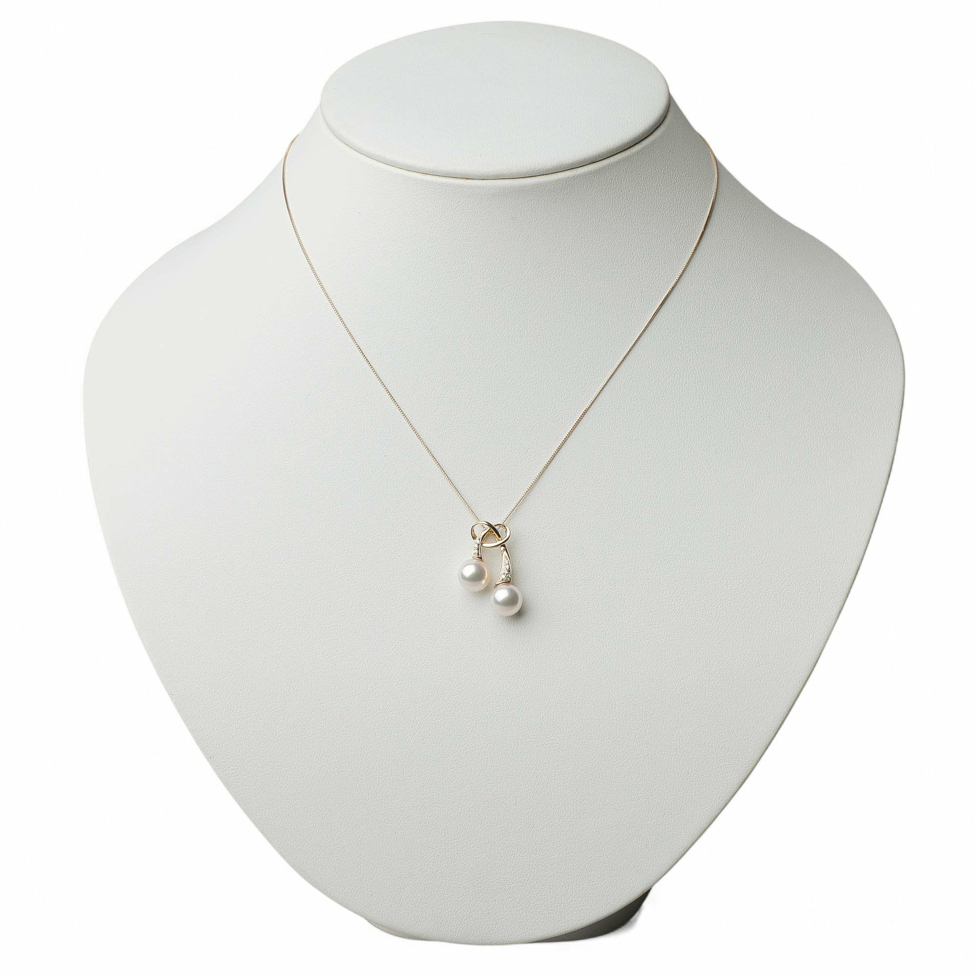 あこや真珠 リボン ペンダントトップ　7.5-8.0mm K18YG