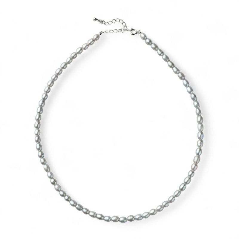 【WEB限定】淡水真珠 ネックレス　4.5-5.0mm グレー ライス