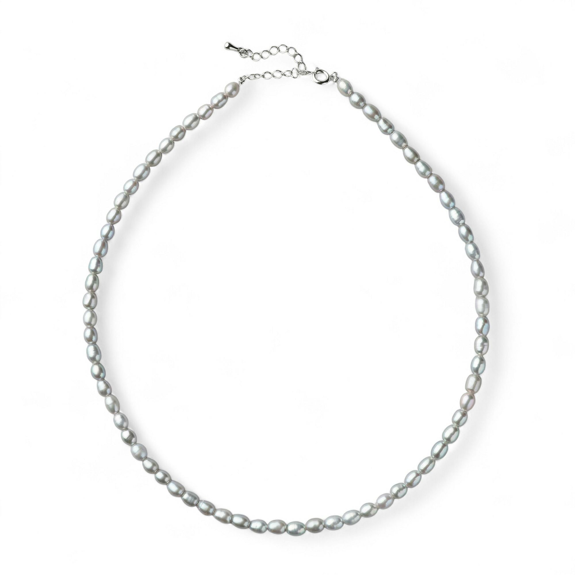 【WEB限定】淡水真珠 ネックレス　4.5-5.0mm グレー ライス