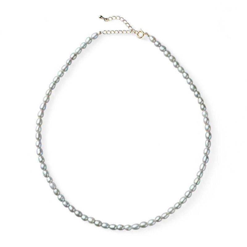 【WEB限定】淡水真珠 ネックレス　4.5-5.0mm グレー ライス