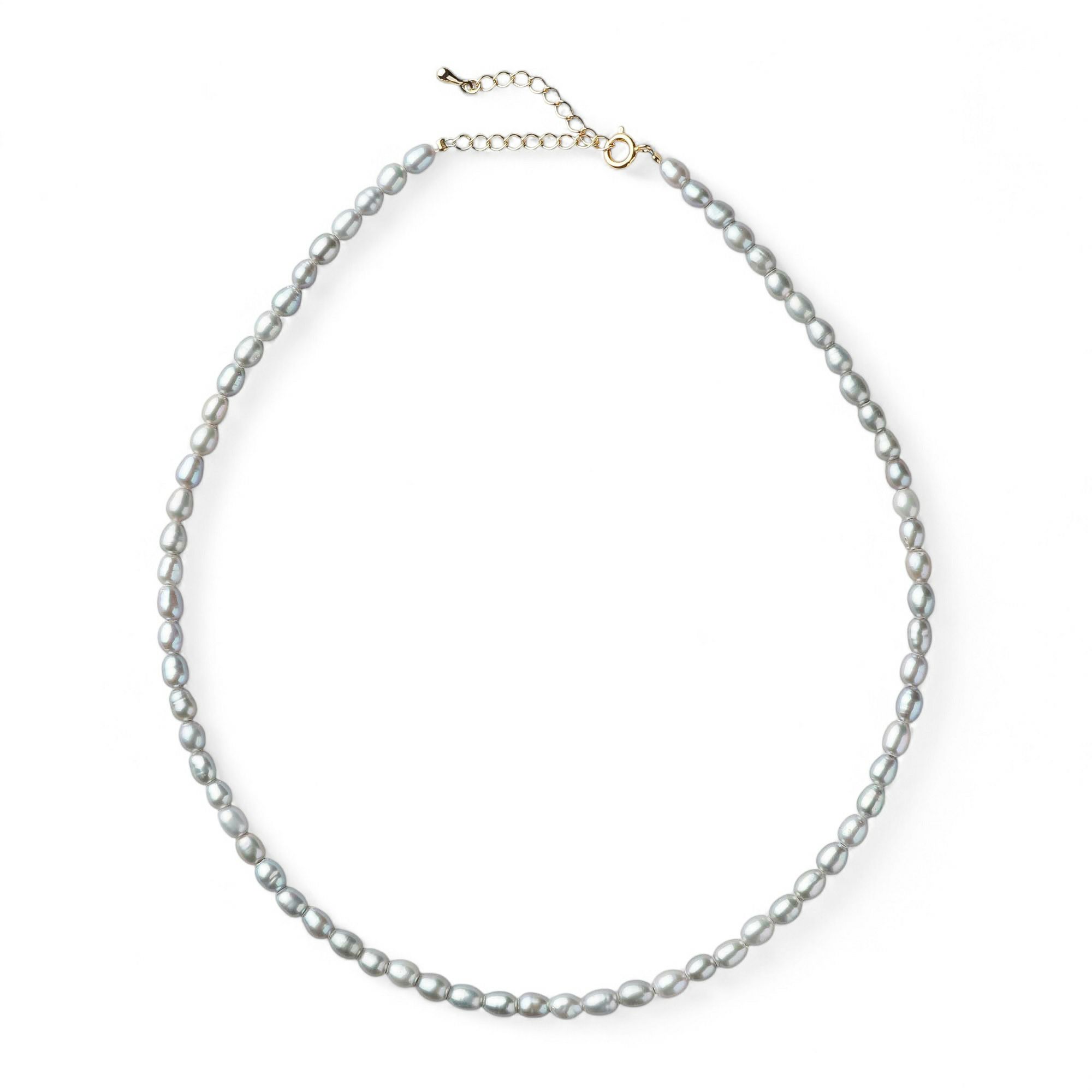 【WEB限定】淡水真珠 ネックレス　4.5-5.0mm グレー ライス