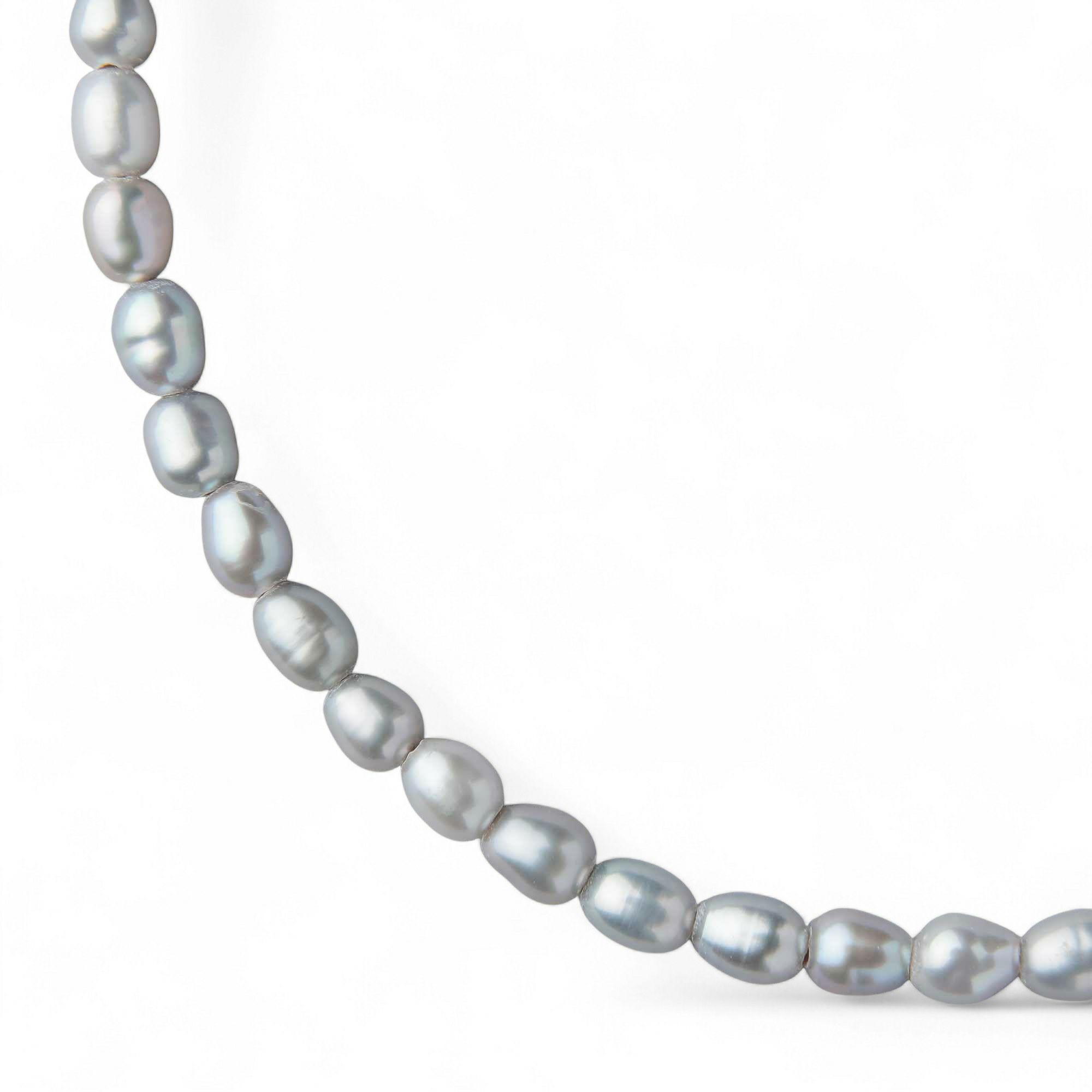 【WEB限定】淡水真珠 ネックレス　4.5-5.0mm グレー ライス