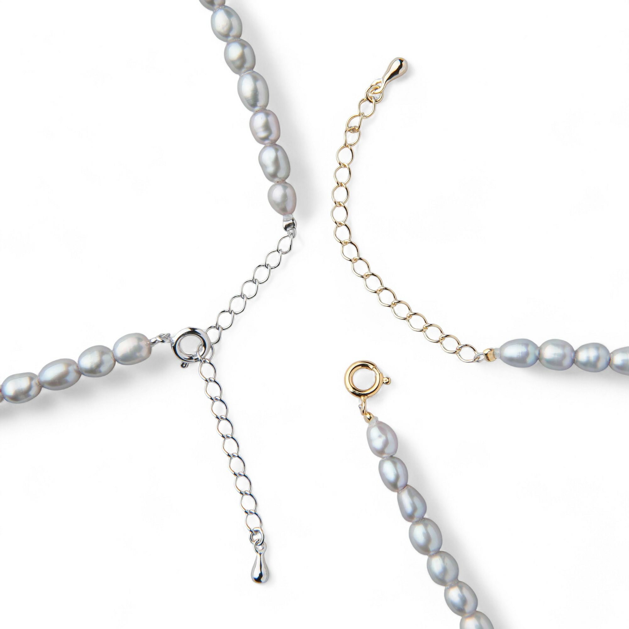 【WEB限定】淡水真珠 ネックレス　4.5-5.0mm グレー ライス