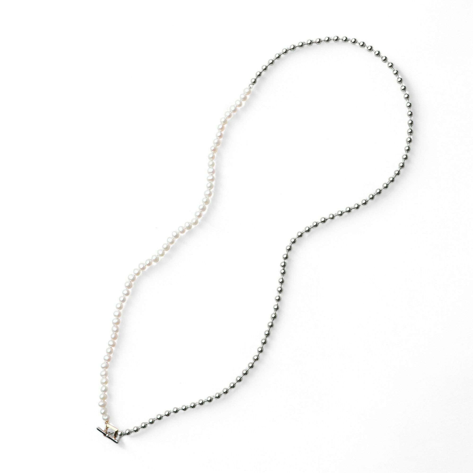 【WEB限定】淡水真珠×ボールチェーン ロングネックレス　5.5-6.0mm SUS304
