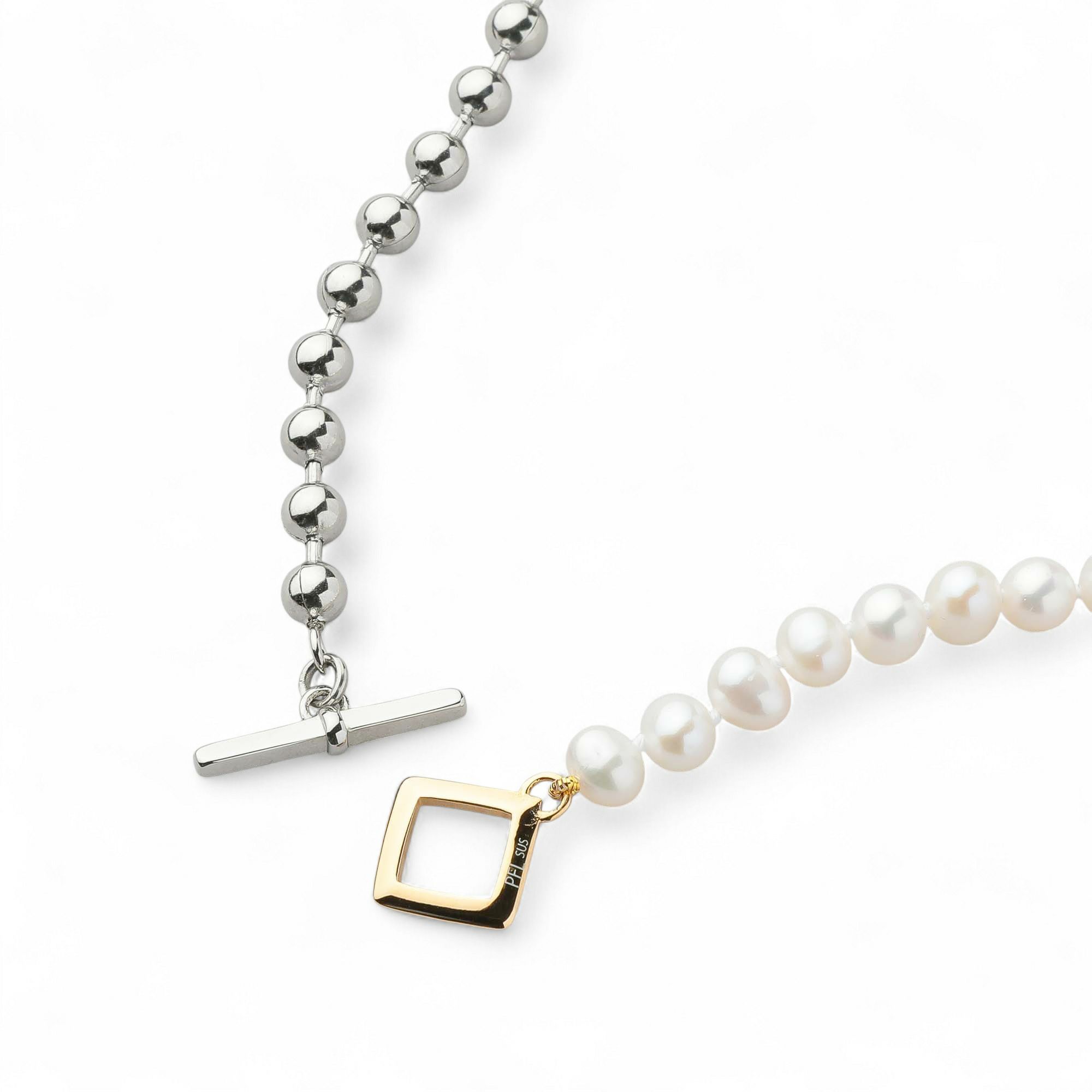 【WEB限定】淡水真珠×ボールチェーン ロングネックレス　5.5-6.0mm SUS304