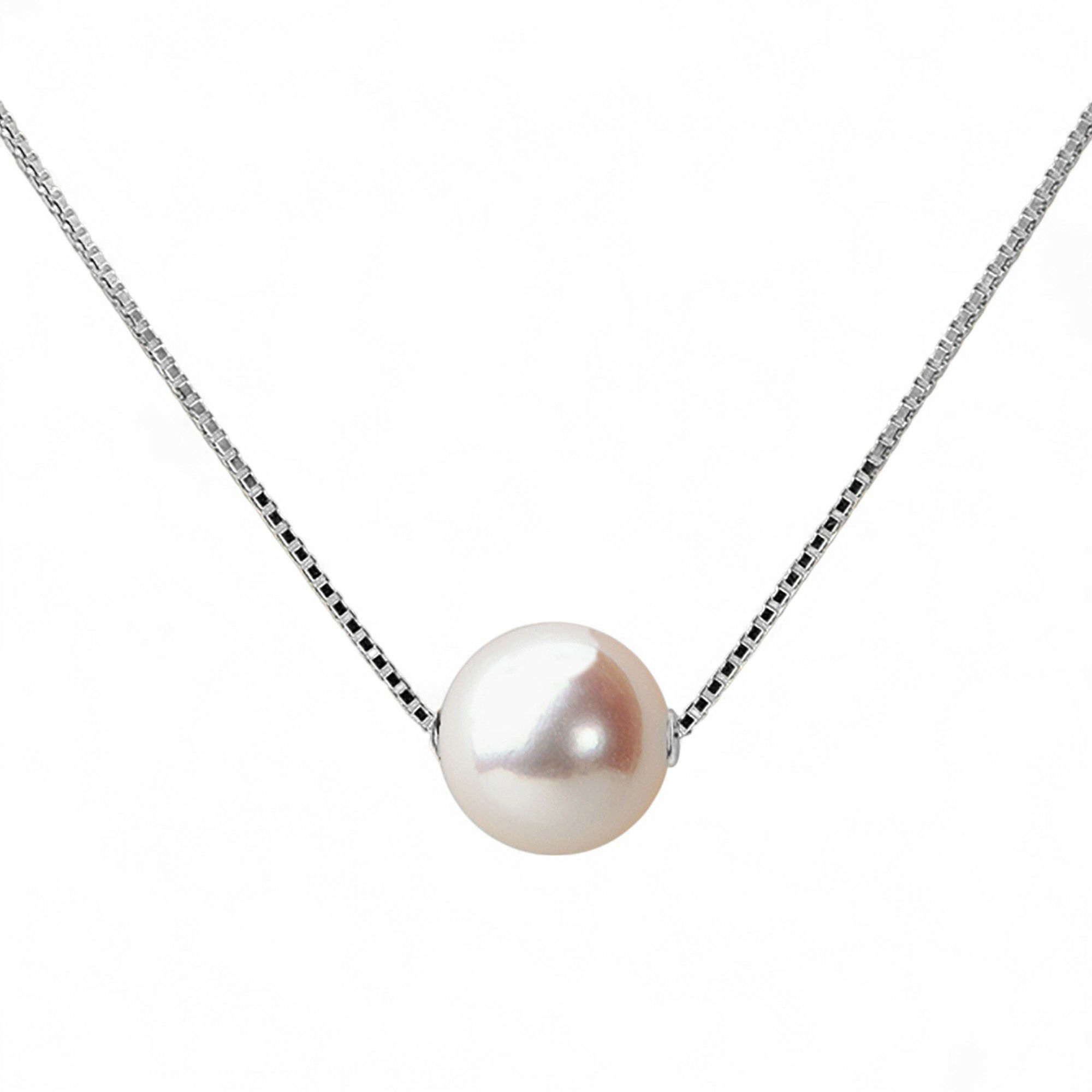 オーロラ花珠真珠 スルーペンダントネックレス 8.5-9.0mm PT850 -Premium-