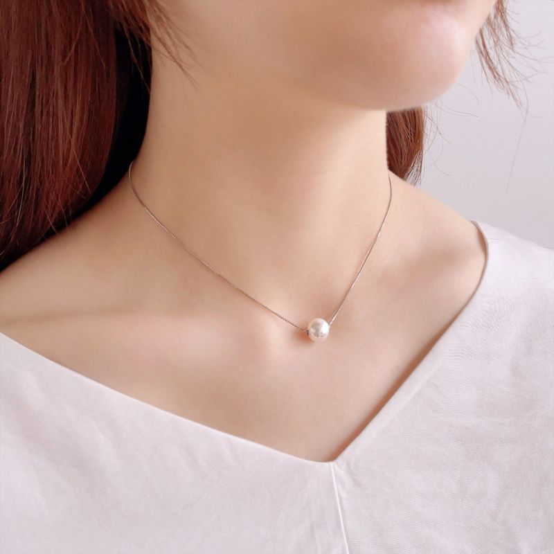 オーロラ花珠真珠 スルーペンダントネックレス 8.5-9.0mm PT850 -Premium-