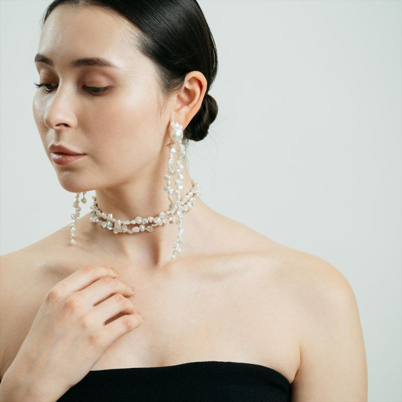 マルレナ クレオパトラネックレス　 淡水ケシ真珠 6.0-7.0mm SV925 /44cm(L)