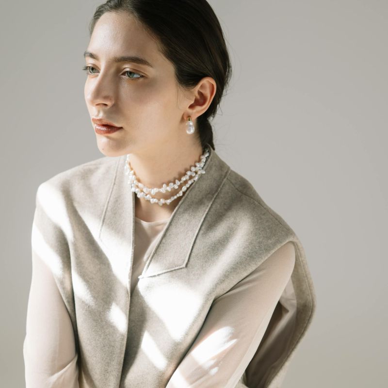 マルレナ クレオパトラネックレス　 淡水ケシ真珠 6.0-7.0mm SV925 /44cm(L)