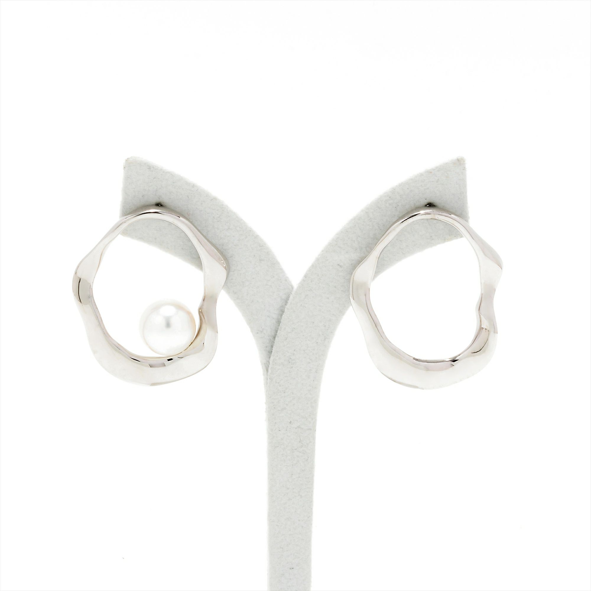 マルレナ マリッサピアス ウェーブ/インサイド ペア　淡水真珠 10mmUP SV925/K18WG