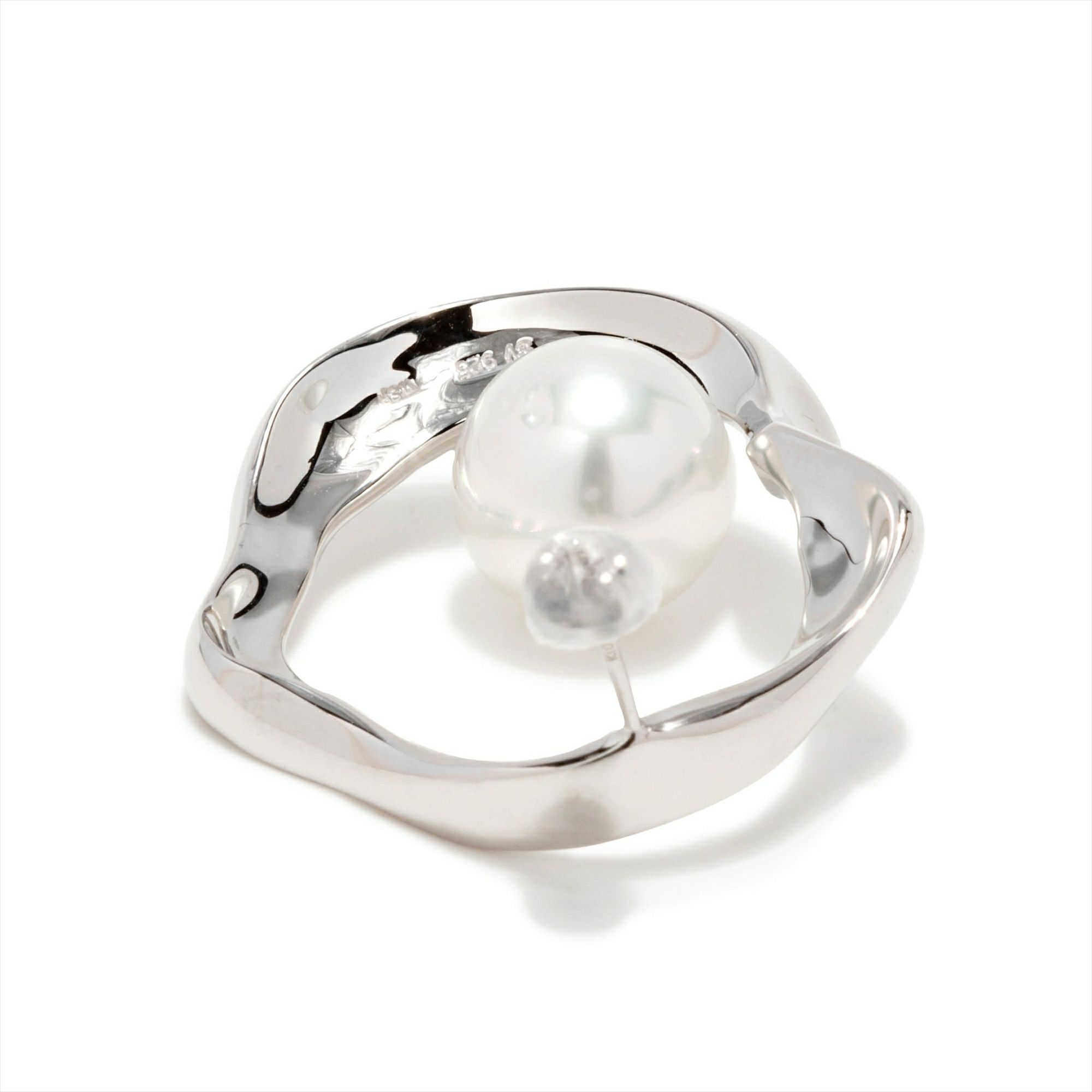 マルレナ マリッサピアス ウェーブ/インサイド (片耳)　淡水真珠 10mmUP SV925/K18WG