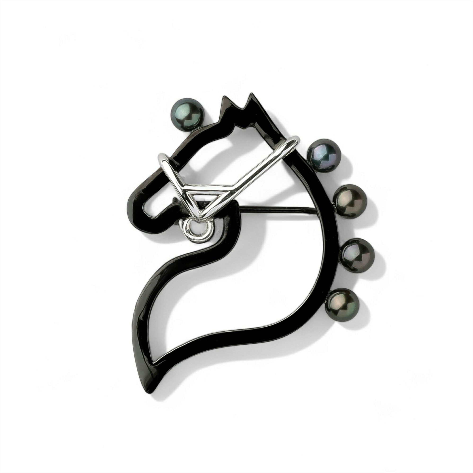 マルレナ シュヴァルブローチ S　あこや黒真珠 4.5-5.0mm SV925 BRhP