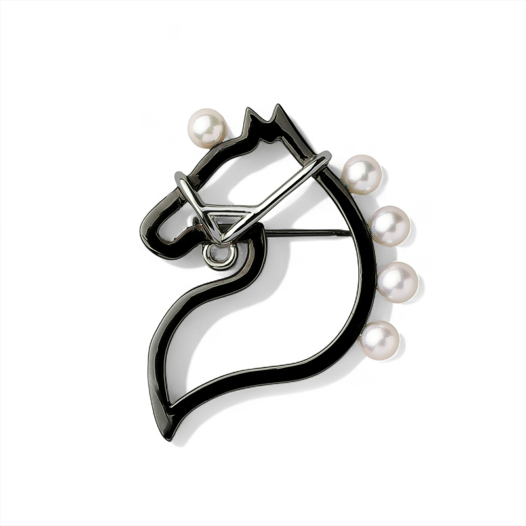 マルレナ シュヴァルブローチ S　あこや黒真珠 4.5-5.0mm SV925 BRhP