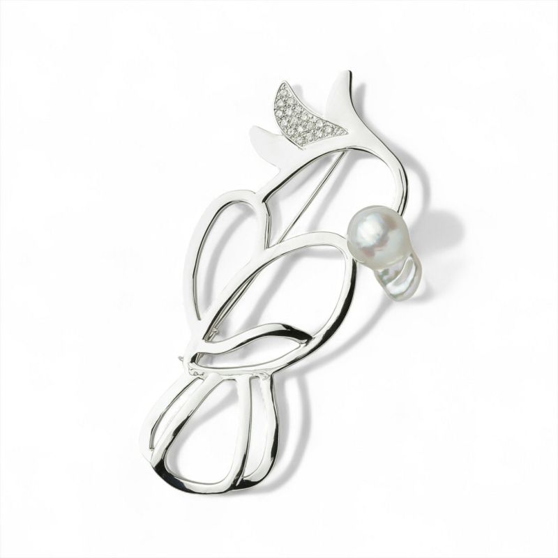 マルレナ パーラーバロックパールブローチ あこや真珠 9mmUP SV925 ダイヤモンド