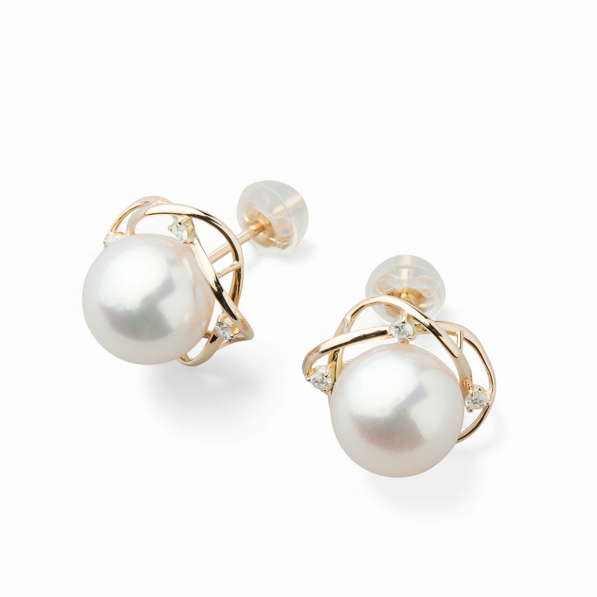 LUXE あこや真珠 ピアス　8.5-9.0mm PT900/K18YG