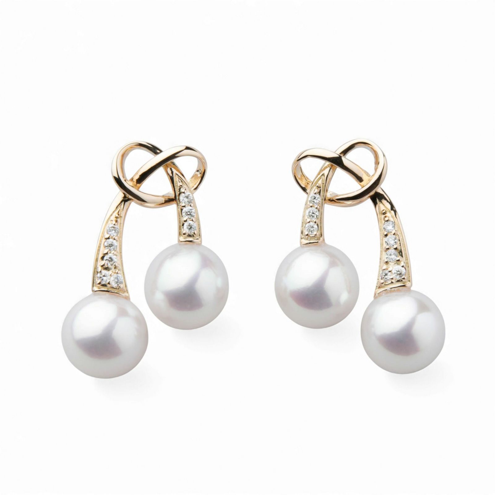  LUXE あこや真珠 リボンピアス6.5-7.0mm K18YG