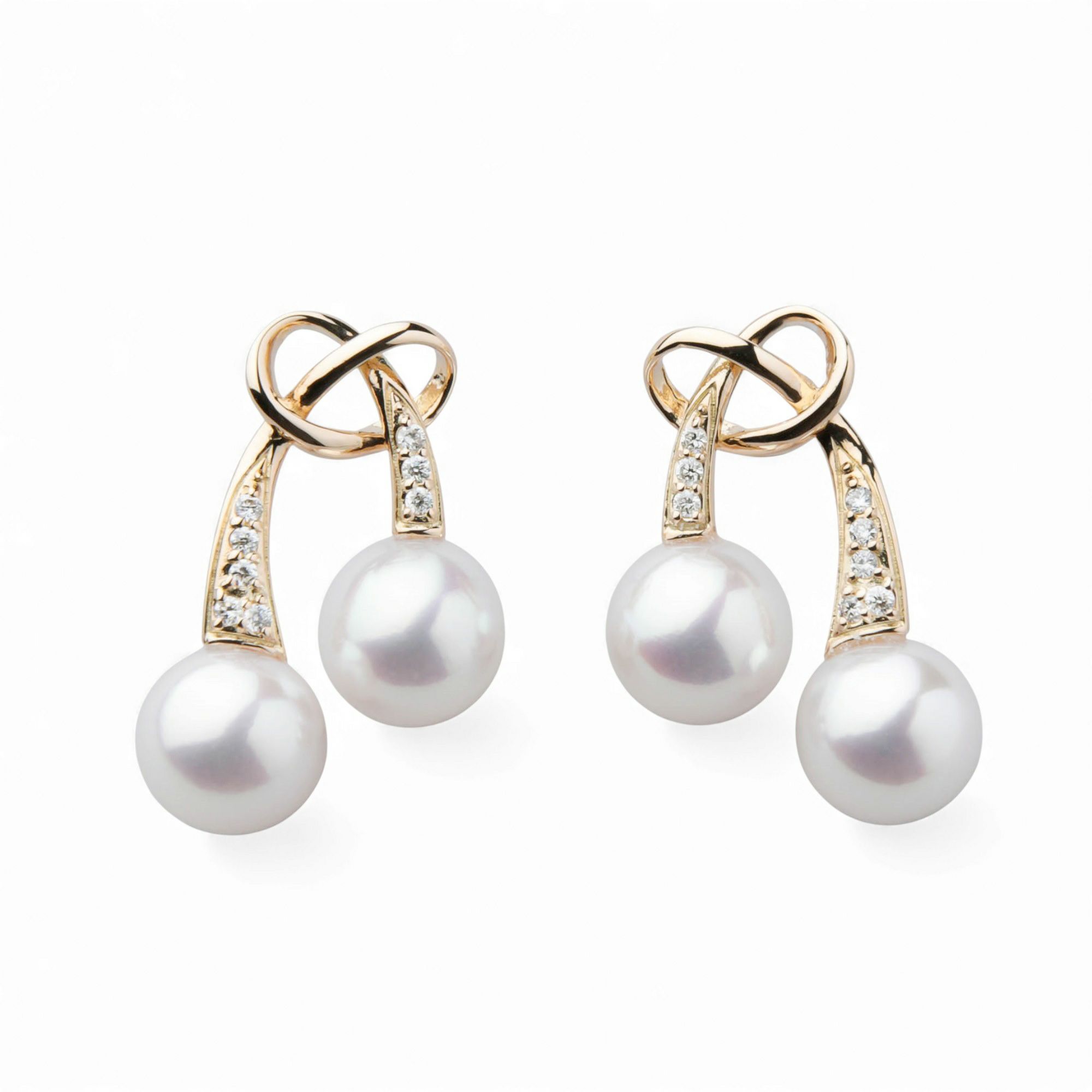  LUXE あこや真珠 リボンピアス6.5-7.0mm K18YG