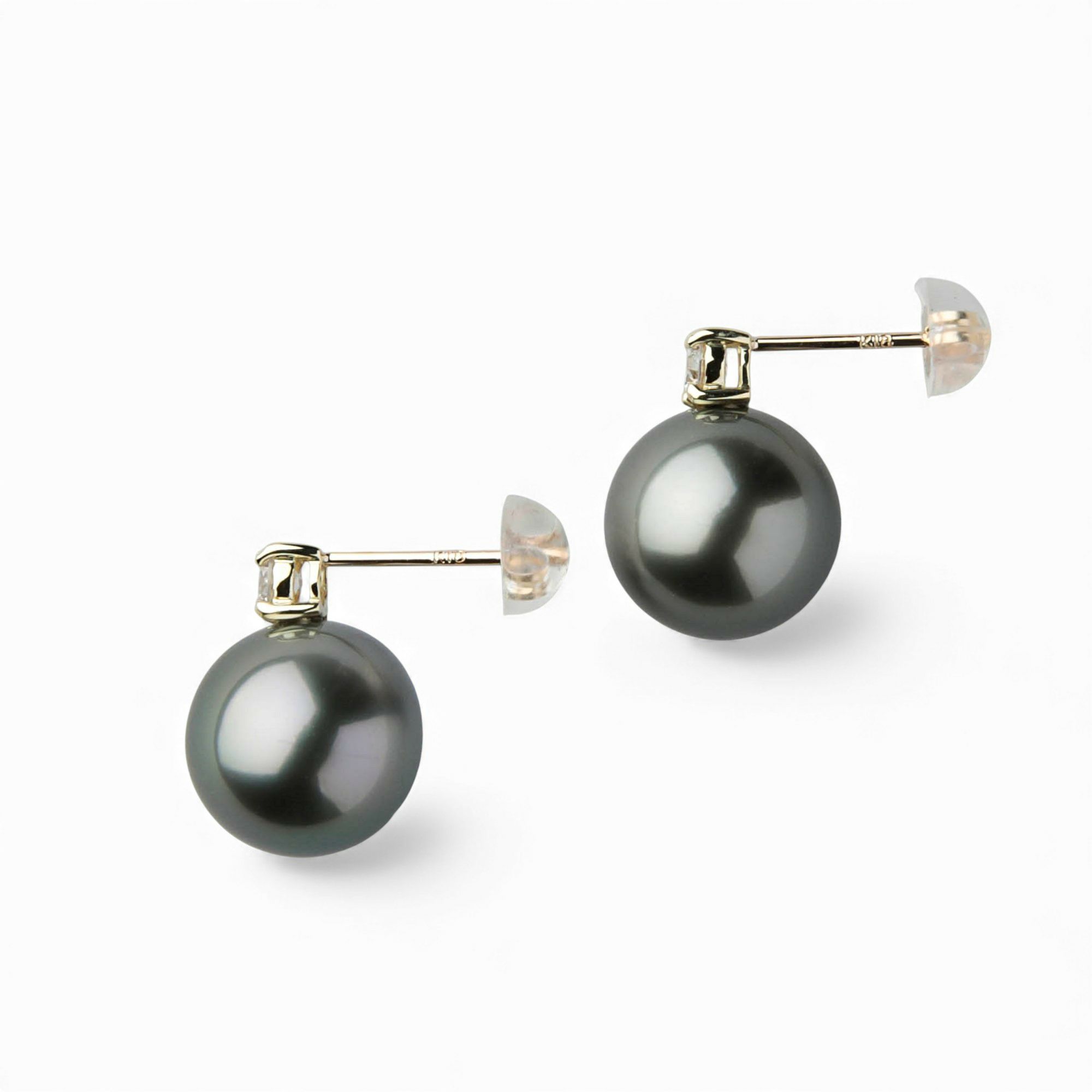  LUXE タヒチ黒蝶真珠 ピアス　9mmUP PT900/K18YG