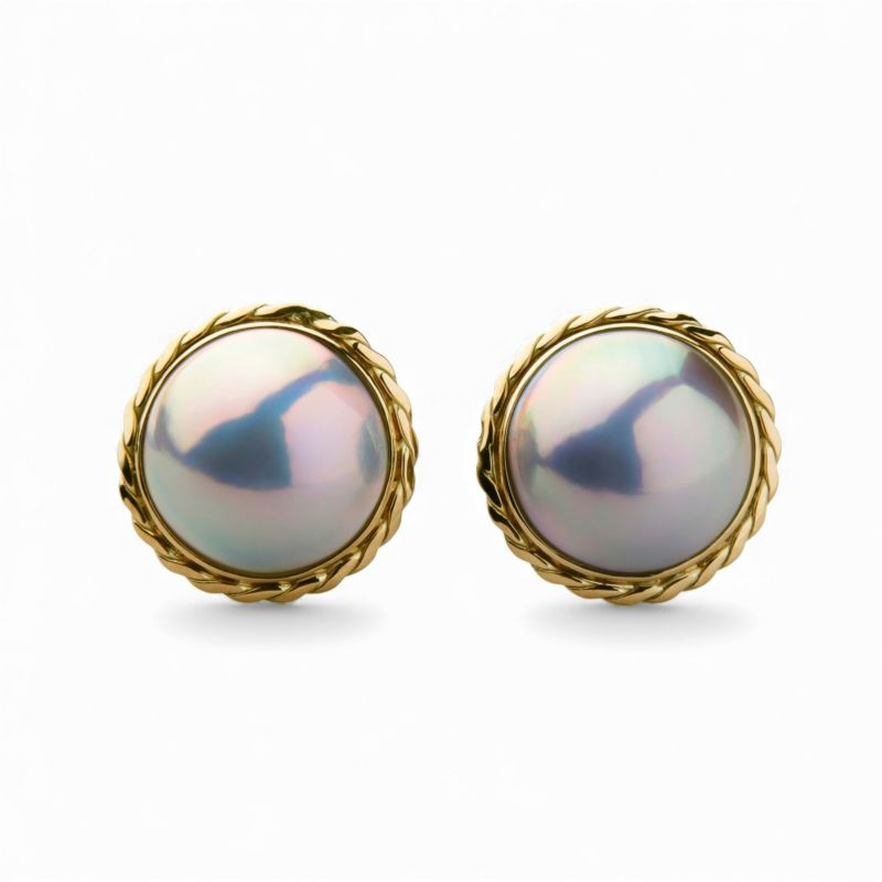 マベ真珠 ピアス12mmUP K18YG オーロラブルー [WSP] | その他ピアス