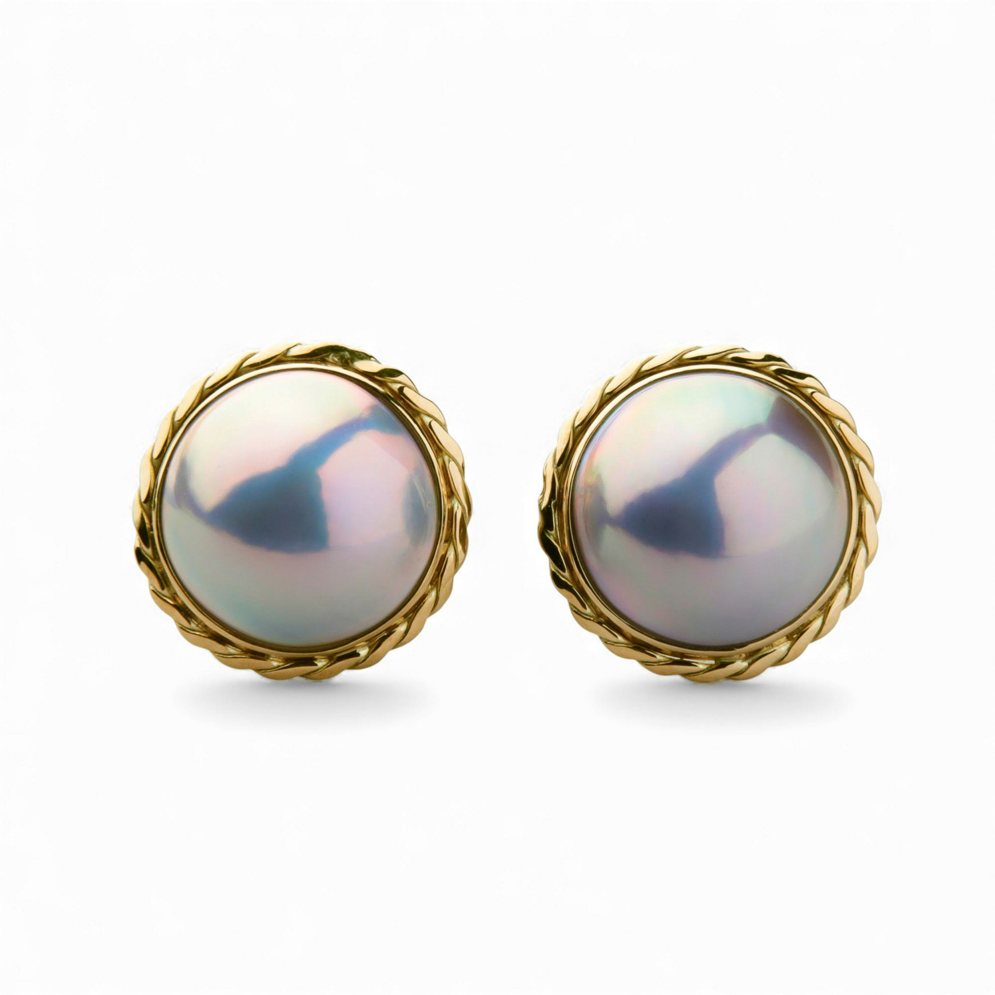マベ真珠 ピアス12mmUP K18YG オーロラブルー [WSP]
