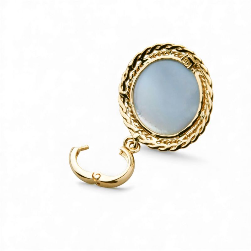  マベ真珠 クリッカー/ペンダントトップ　15mm K18YG オーロラブルー [WSP]