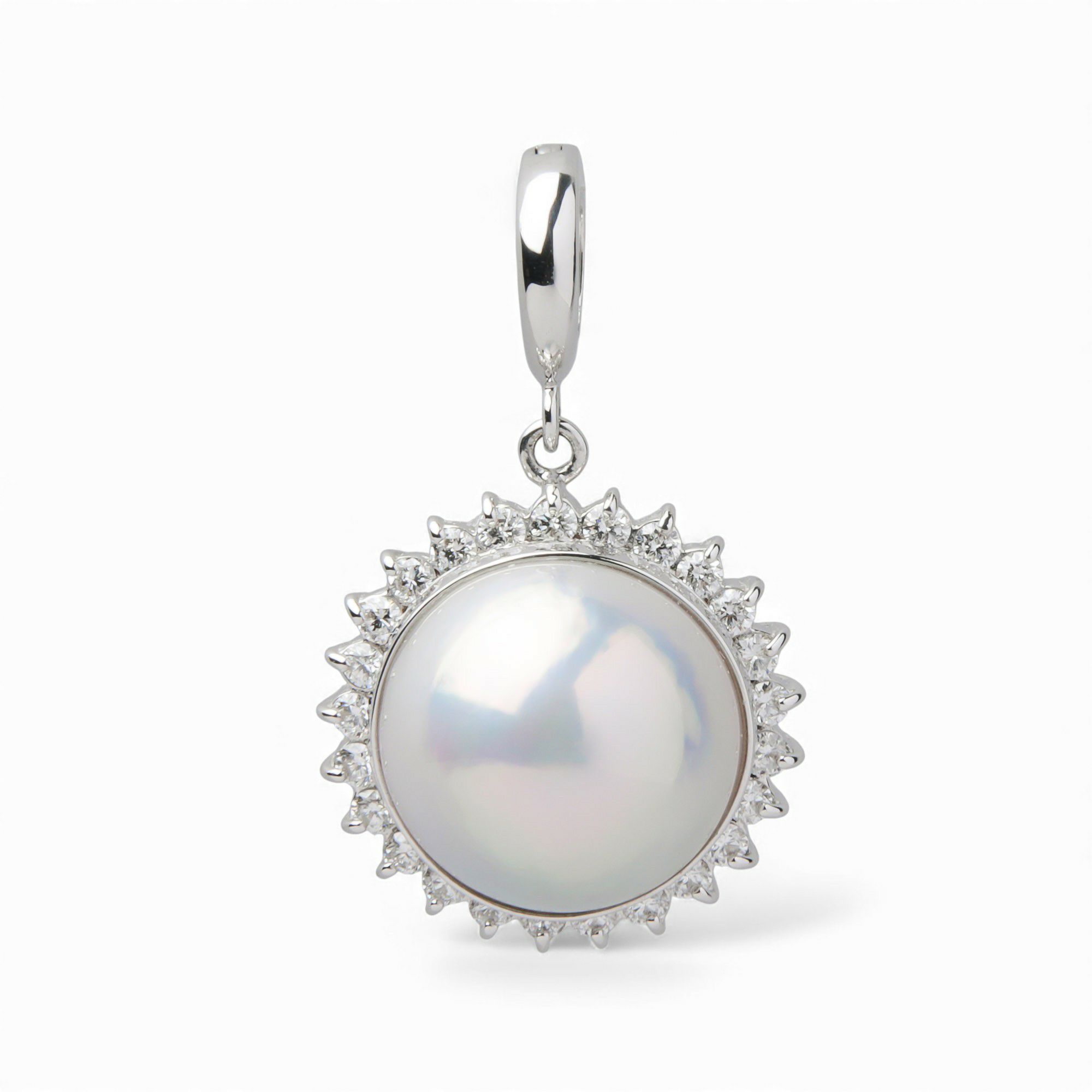 マベ真珠 ダイヤ ペンダントトップ　12mmUP K18YG 角ツユ オーロラブルー [WSP] マベ真珠 ダイヤ クリッカー/ペンダントトップ　13mmUP K18WG [WSP]