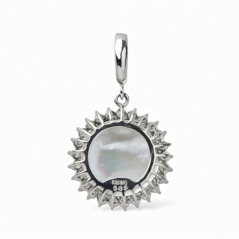 マベ真珠 ダイヤ ペンダントトップ　12mmUP K18YG 角ツユ オーロラブルー [WSP] マベ真珠 ダイヤ クリッカー/ペンダントトップ　13mmUP K18WG [WSP]