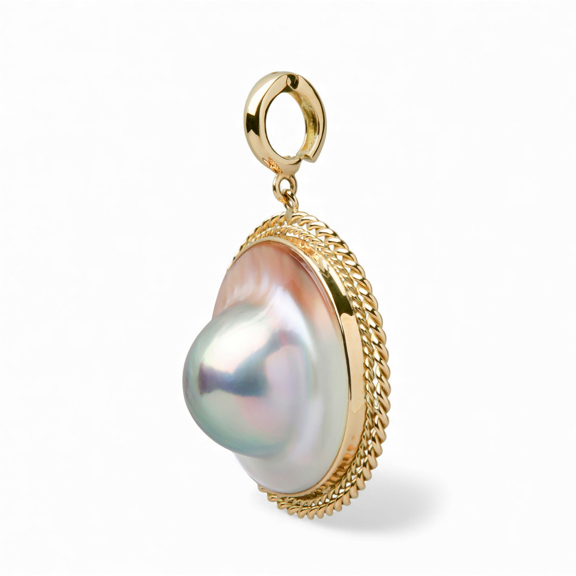 マベ真珠（母貝付） クリッカー/ペンダントトップ　22mmUP K18YG [WSP]