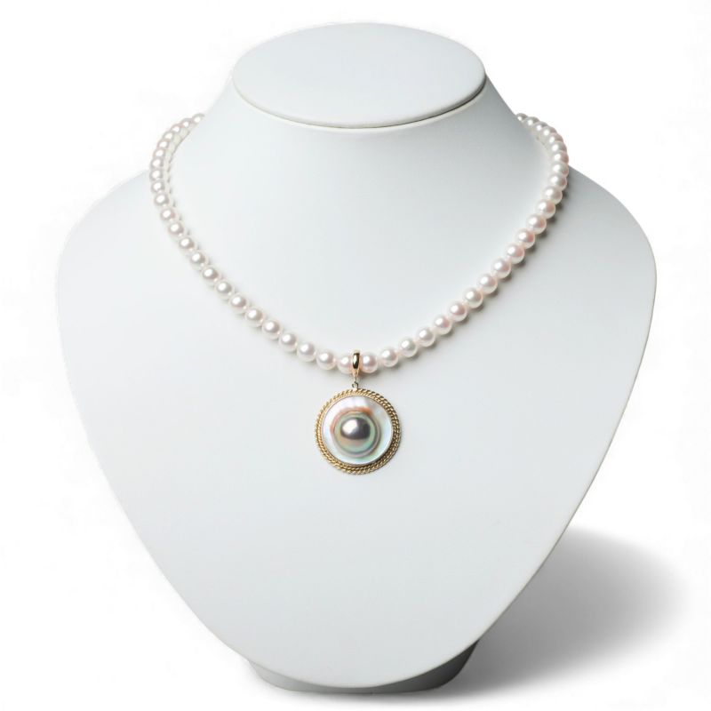 マベ真珠（母貝付） クリッカー/ペンダントトップ　22mmUP K18YG [WSP]