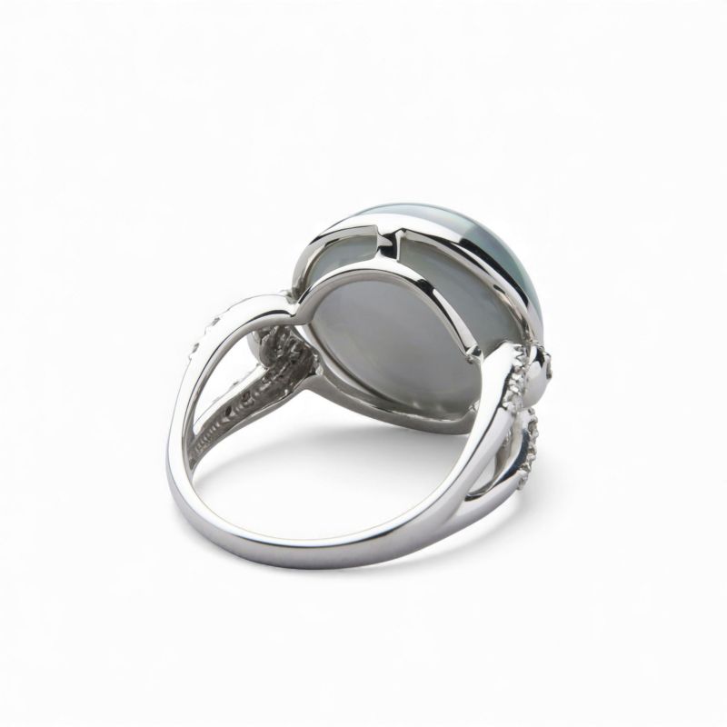 マベ真珠 リング　14mmUP K18WG オーロラパープル [WSP]