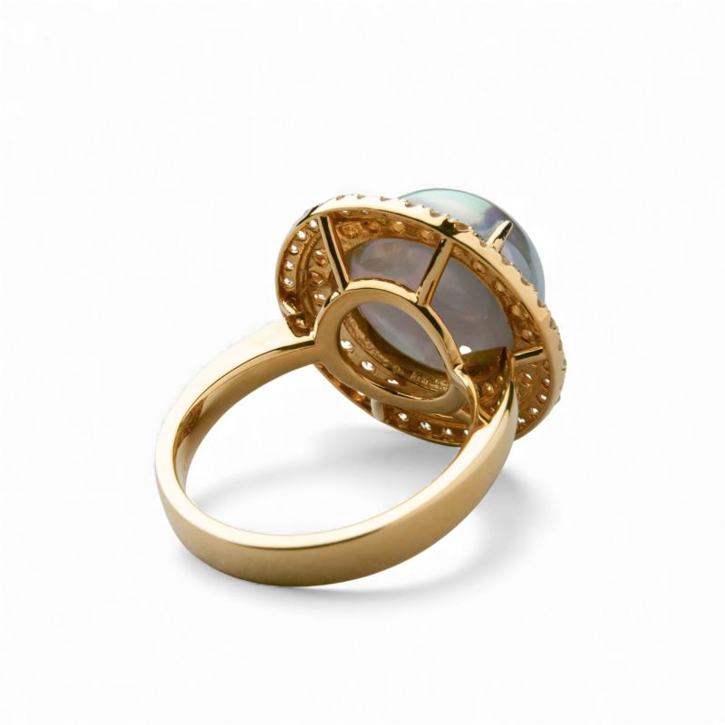 マベ真珠 リング　12mmUP K18YG オーロラグリーン [WSP]