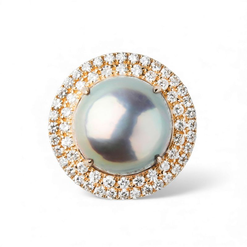 マベ真珠 リング　12mmUP K18YG オーロラグリーン [WSP]