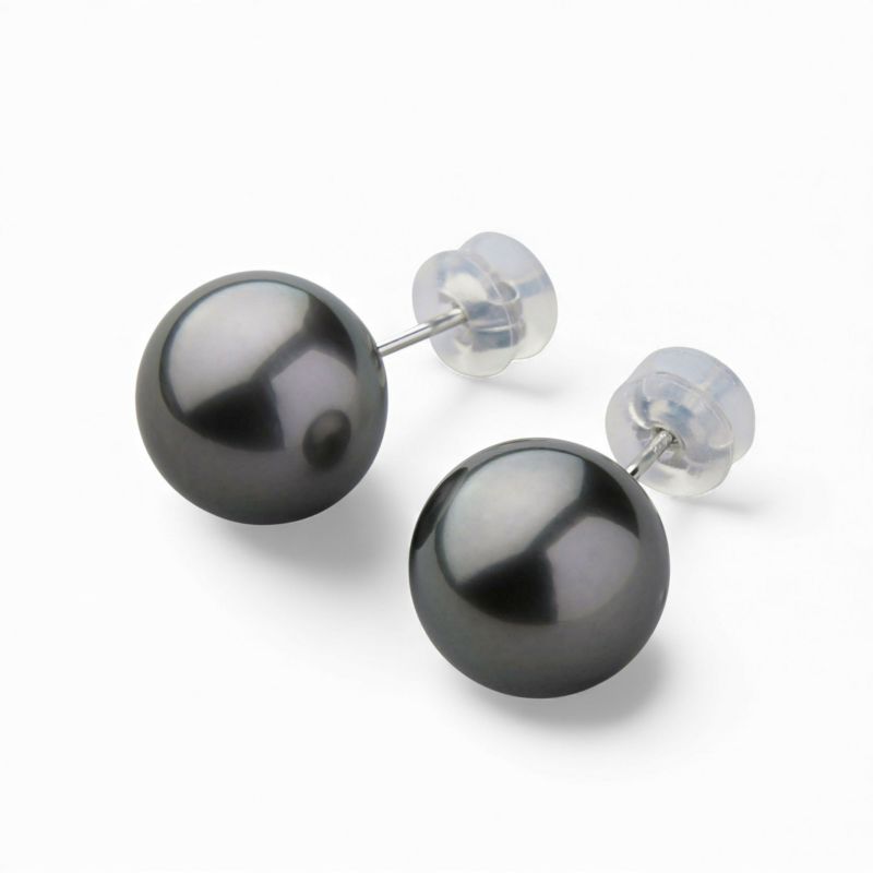 Tahitian+ タヒチ黒蝶真珠 ピアス　12mmUP PT900