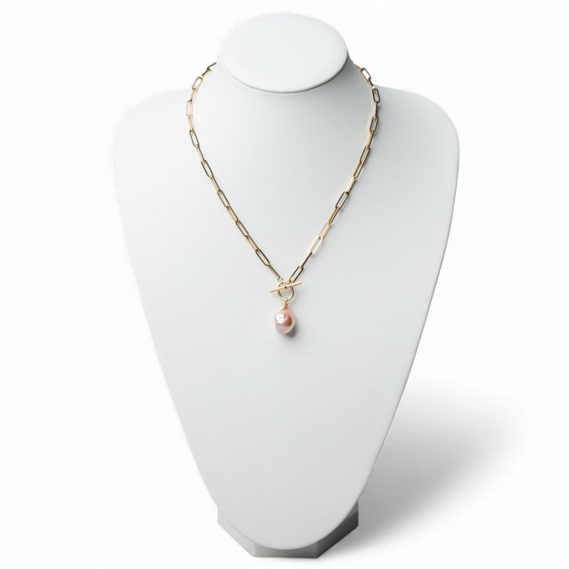 【WEB限定】Unique+ 淡水真珠 ペンダント　13mmUP SUS304 GP オイスターバロック