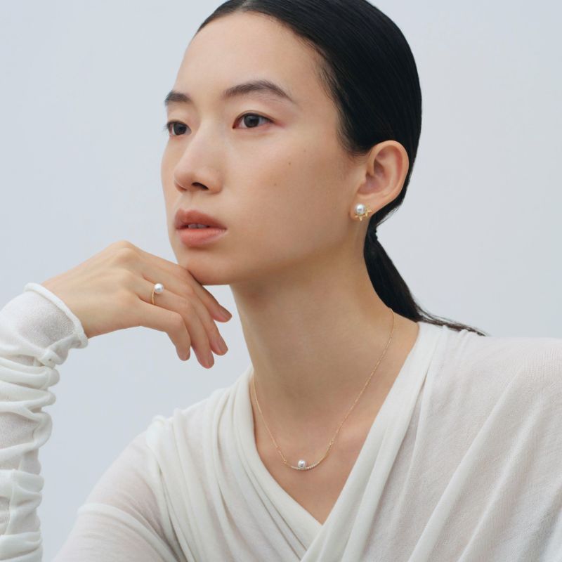 三日月 パールリング K18YG [WSP]