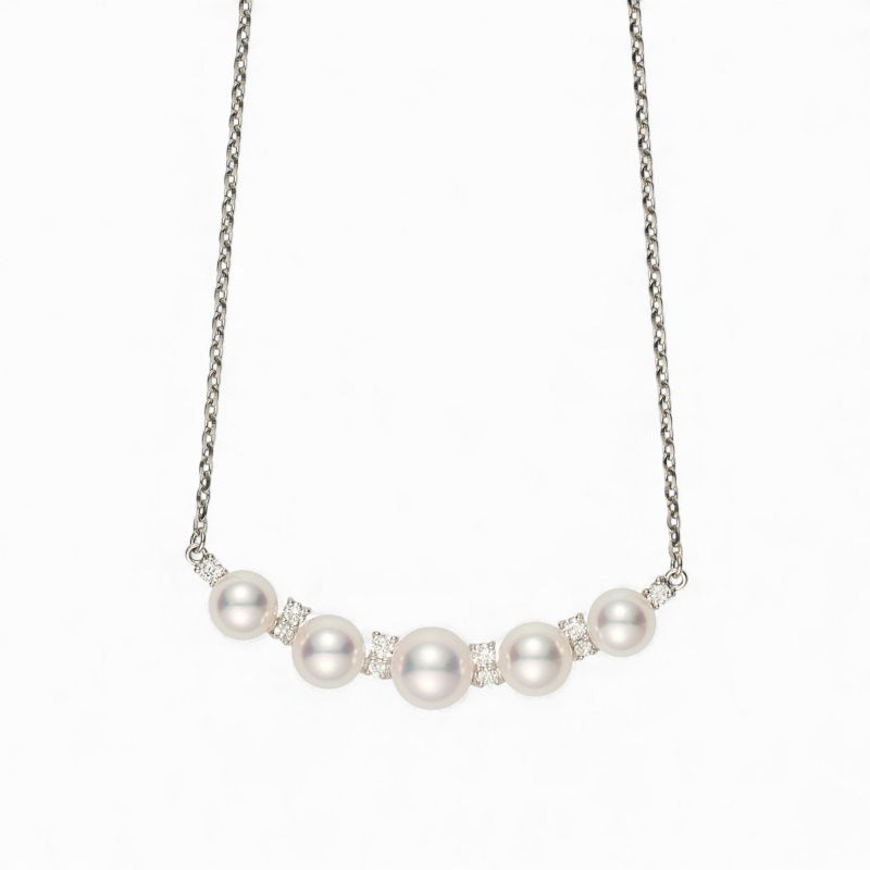 5珠パールグラデーション ダイヤペンダント PT900/850 [WSP]