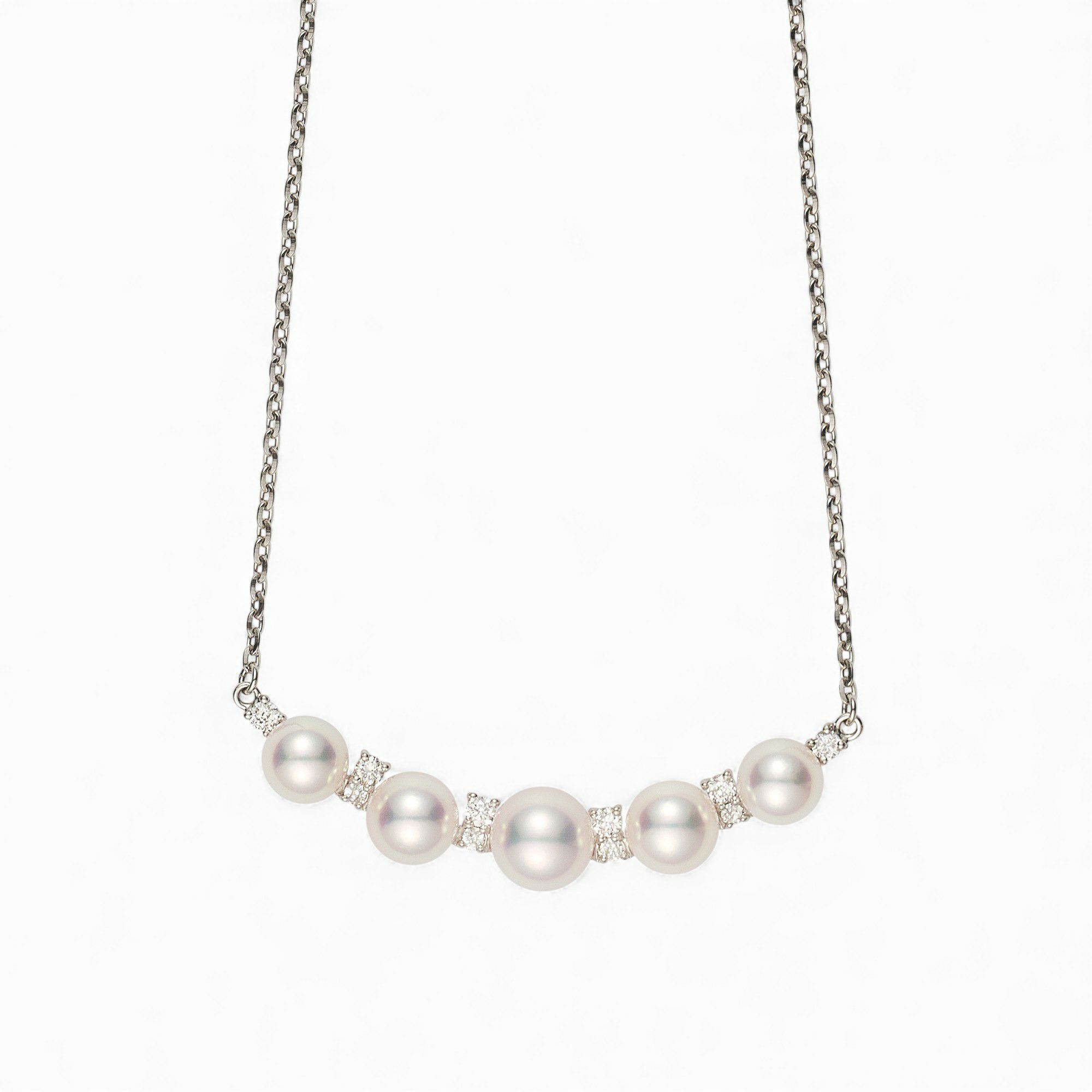 5珠パールグラデーション ダイヤペンダント PT900/850 [WSP]