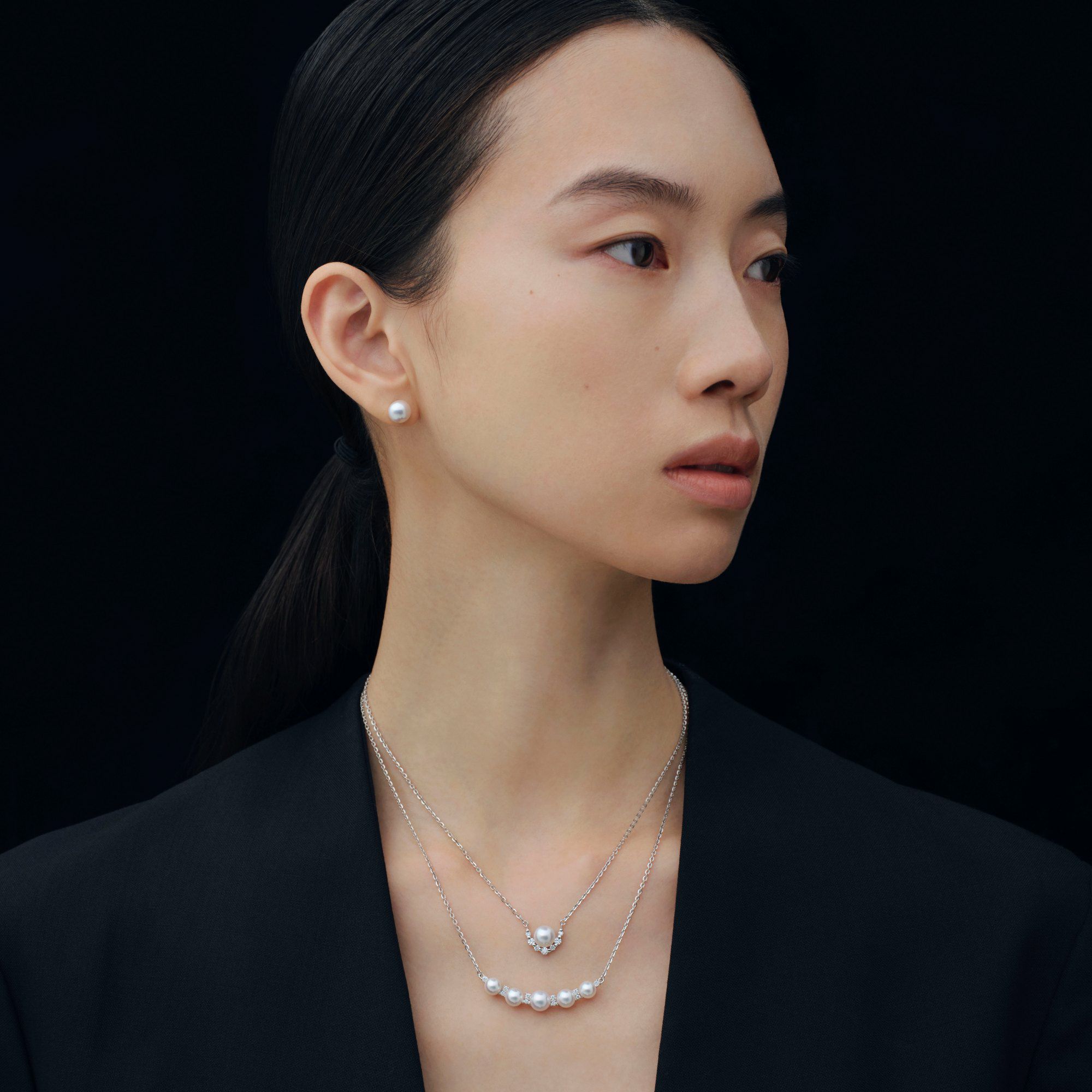 5珠パールグラデーション ダイヤペンダント PT900/850 [WSP]