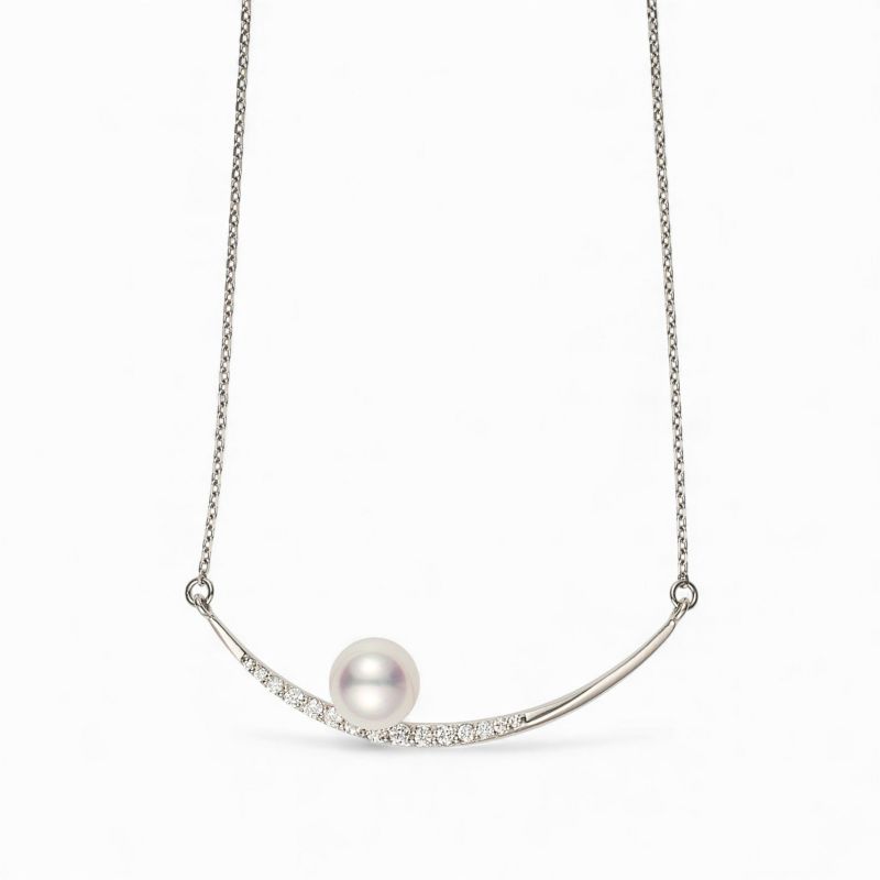 三日月 パールペンダント PT900/850 [WSP] | あこや真珠ペンダント